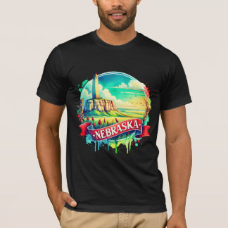 Vintage Nebraska Map T-Shirts – Retro us state Tシャツ
