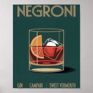 Vintage Negroni Cocktail Print for Home Bar Poster ポスター
