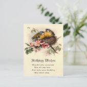 Vintage Nesting Chicks 1917 Birthday ポストカード (スタンド正面)
