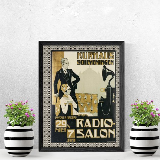 Vintage Netherlands 1920s Radio Salon ポスター