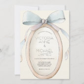 Vintage Neutral Ribbons Wedding Invitation 招待状 (正面)
