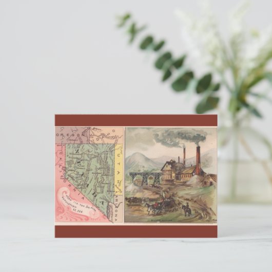 Vintage Nevada Map ポストカード (スタンド正面)