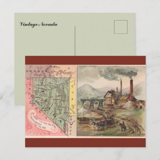 Vintage Nevada Map ポストカード (正面/裏面)