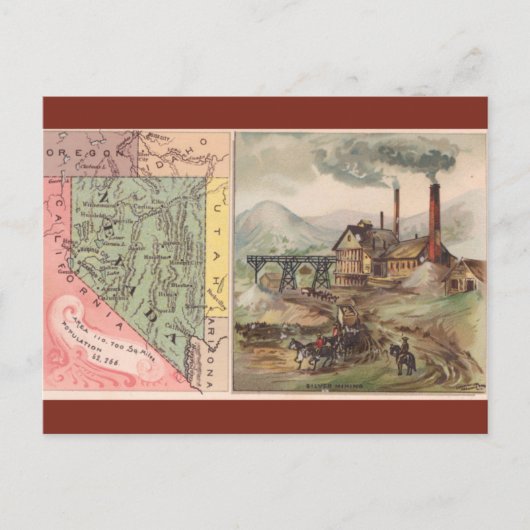 Vintage Nevada Map ポストカード (正面)