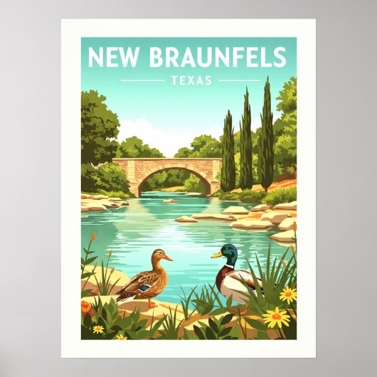 Vintage New Braunfels Texas ポスター (正面)