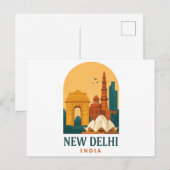 Vintage New Delhi India Travel Poster Postcard ポストカード (正面/裏面)