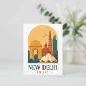 Vintage New Delhi India Travel – Retro シーズンポストカード (スタンド正面)