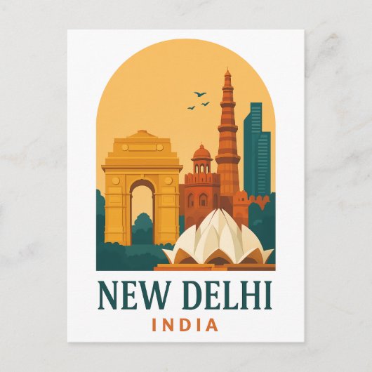 Vintage New Delhi India Travel – Retro シーズンポストカード (正面)