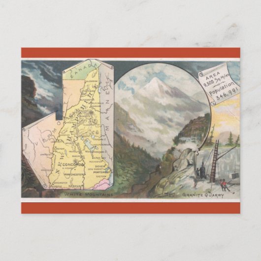 Vintage New Hampshire Map ポストカード (正面)