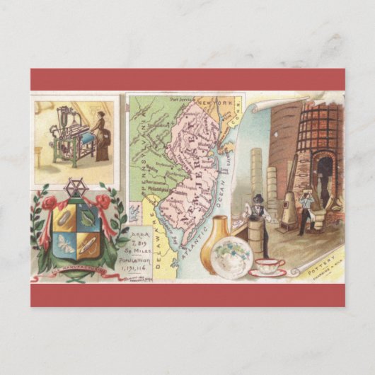 Vintage New Jersey Map ポストカード (正面)