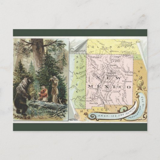 Vintage New Mexico Map ポストカード (正面)