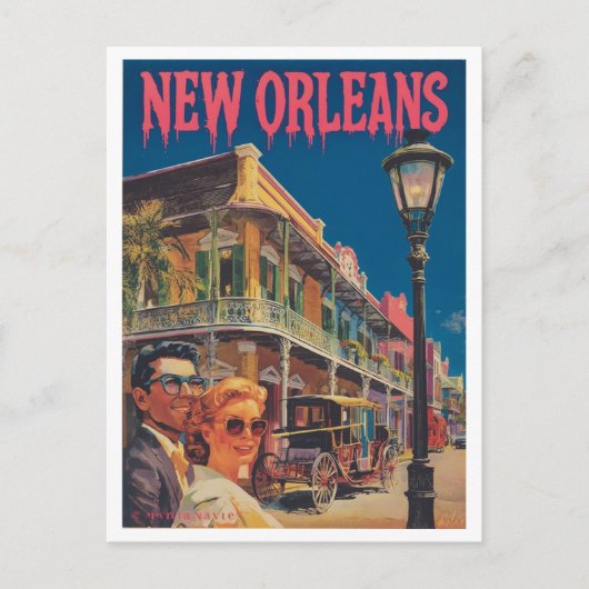 Vintage New Orleans French Quarter Travel ポストカード (正面)