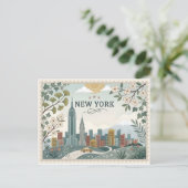 Vintage New York City Skyline シーズンポストカード (スタンド正面)