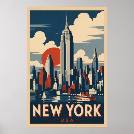 Vintage New York City Travel ポスター (正面)