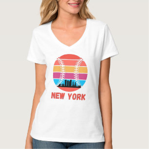 Vintage New York NY City Skyline Baseball Tシャツ