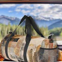 Vintage New York Urban Collage Art ダッフルバッグ