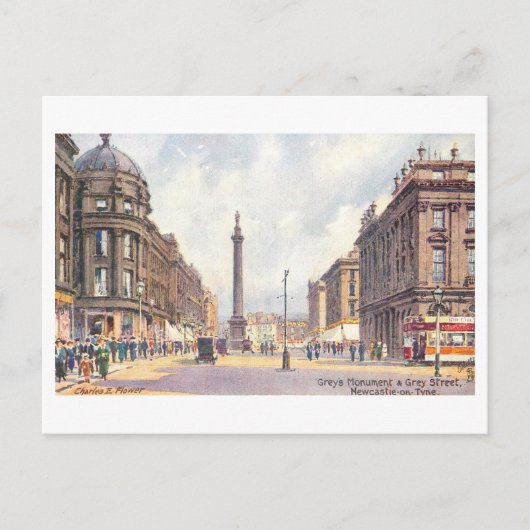Vintage Newcastle on Tyne Grey Street ポストカード (正面)