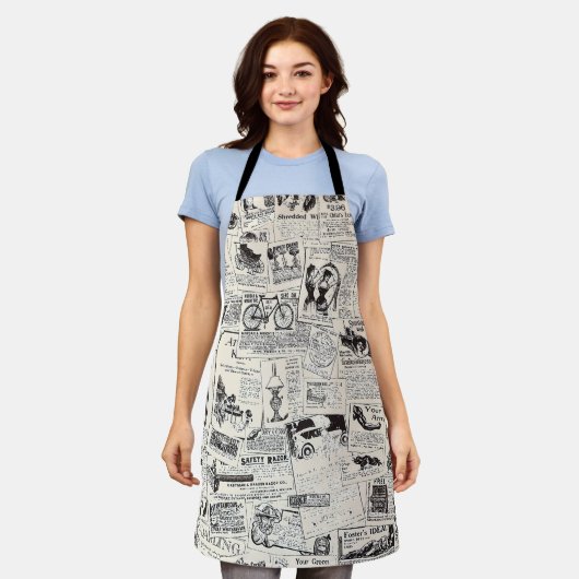 Vintage Newspaper エプロン (着用した状態)