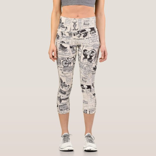 Vintage Newspaper   カプリレギンス (正面)