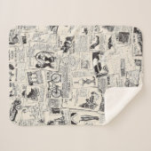 Vintage Newspaper シェルパブランケット (正面(横))