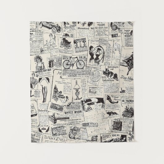 Vintage Newspaper  タペストリー (正面)