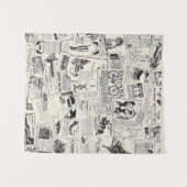 Vintage Newspaper  タペストリー (正面(横))
