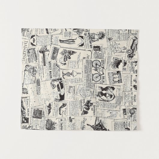 Vintage Newspaper  タペストリー (正面(横))