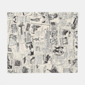 Vintage Newspaper   フリースブランケット (正面(横))