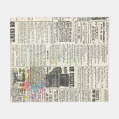 Vintage newspaper advertising フリースブランケット (正面(横))