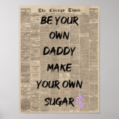 Vintage Newspaper Aesthetic Quote Poster ポスター (正面)