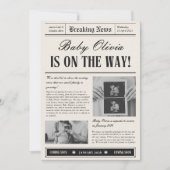 Vintage Newspaper Baby Announcement Invitation 招待状 (正面)