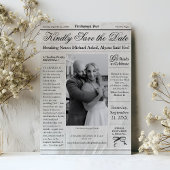 Vintage Newspaper Black and White Photo Wedding セーブザデート