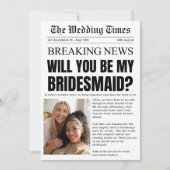 Vintage Newspaper Bridesmaid Proposal Invitation 招待状 (正面)