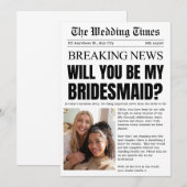 Vintage Newspaper Bridesmaid Proposal Invitation 招待状 (正面/裏面)