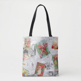 Vintage Newspaper Christmas Card Collage Tote トートバッグ