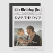 Vintage Newspaper Custom Photo Save the Date マグネット招待状 (正面/裏面)