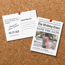 Vintage Newspaper Headline Photo Save the Date ポストカード