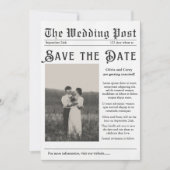 Vintage Newspaper Save the Date Wedding Invitation 招待状 (正面)