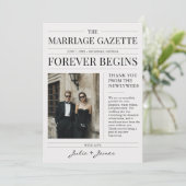 Vintage Newspaper Wedding Photo Thank You Card サンキューカード (スタンド正面)