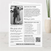 Vintage Newspaper Wedding Program | Classic Black  カード (裏面)
