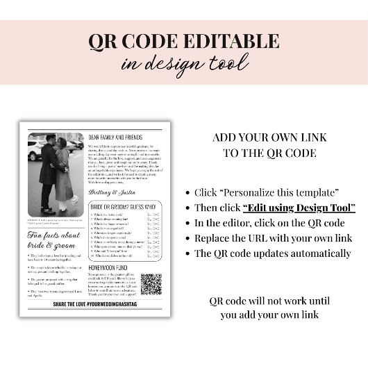 Vintage Newspaper Wedding Program | Classic Black  カード