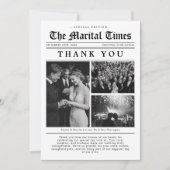 Vintage Newspaper Wedding Thank You Card サンキューカード (正面)