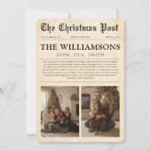 Vintage Newspaper What a Year Family Christmas シーズンカード (正面)