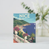 Vintage Nice France Travel Poster ポストカード (スタンド正面)