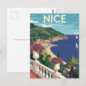 Vintage Nice France Travel Poster ポストカード (正面/裏面)