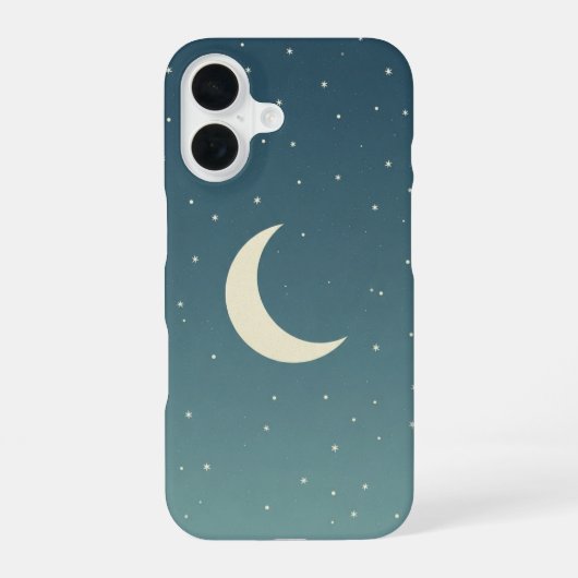 Vintage Night with Crescent Moon iPhone 16ケース (裏面)