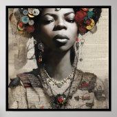 vintage nina collage deco 1 ポスター (正面)