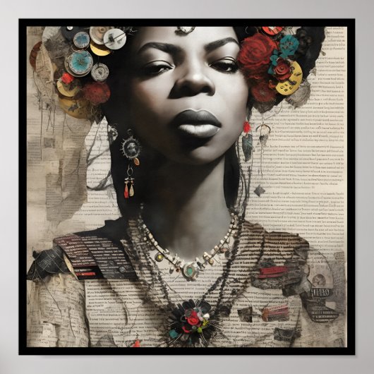 vintage nina collage deco 1 ポスター (正面)