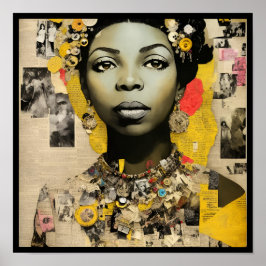 vintage nina collage deco 2 ポスター