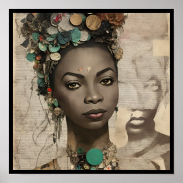 vintage nina collage deco 4 ポスター